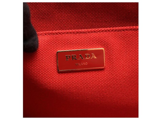 Borsa Tote Prada Canapa Rosso - vista 4