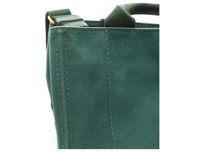 Prada CANAPA 2-Way Tote Bag aus grünem Canvas - Ansicht 11