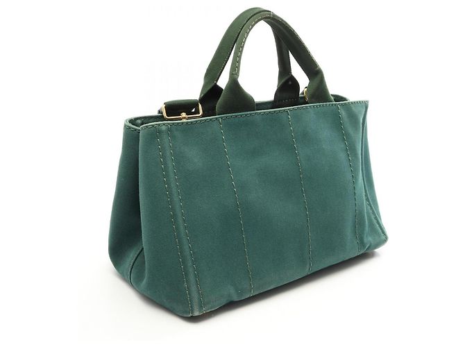 Prada CANAPA 2-Way Tote Bag aus grünem Canvas - Ansicht 2