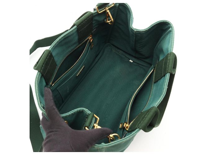 Prada CANAPA 2-Way Tote Bag aus grünem Canvas - Ansicht 3