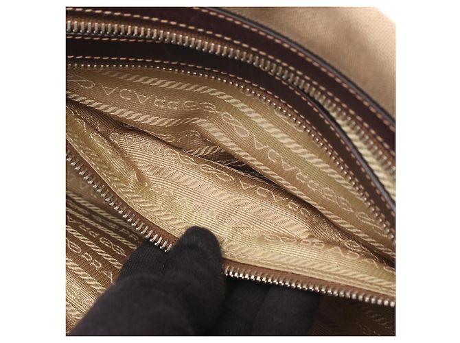 Bolso Prada Logo Jacquard Castaño Beige - vista 12
