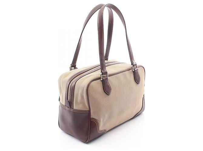 Bolso Prada Logo Jacquard Castaño Beige - vista 2