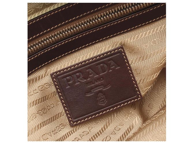 Bolso Prada Logo Jacquard Castaño Beige - vista 4