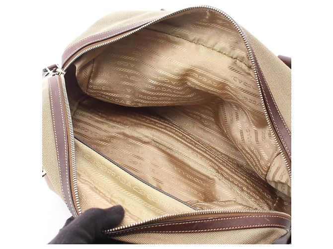 Bolso Prada Logo Jacquard Castaño Beige - vista 5