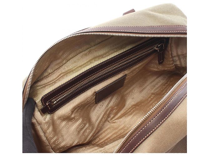 Bolso Prada Logo Jacquard Castaño Beige - vista 6