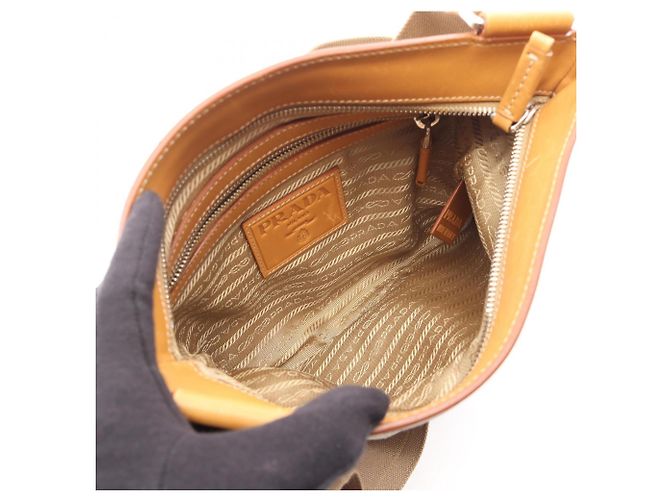 Borsa a tracolla Prada LOGO JACQUARD Marrone Beige - vista 3