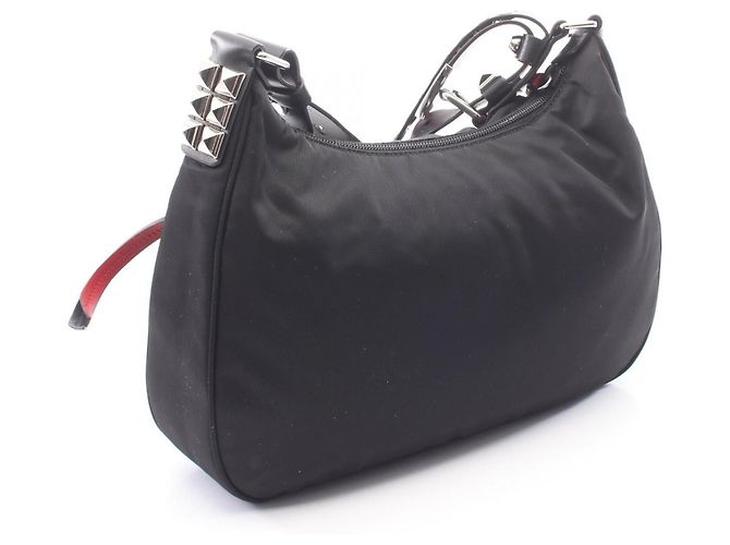 Borsa a tracolla Prada NEW VELA borchiata Nero Rosso - vista 2