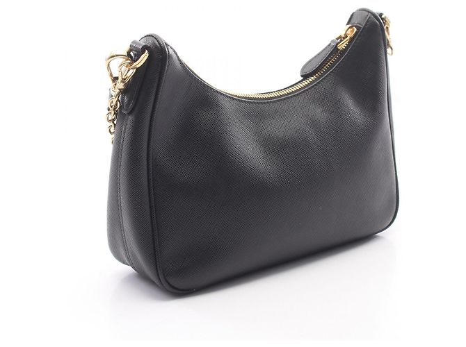 Saffiano Prada Re-Edition 2005 Schultertasche Schwarz - Ansicht 2