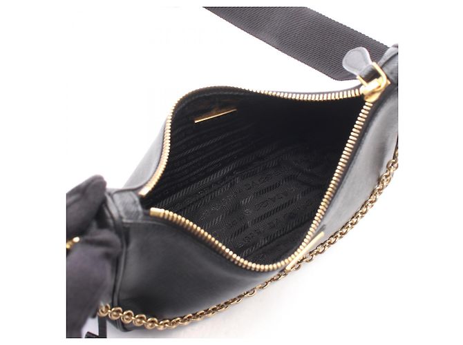 Saffiano Prada Re-Edition 2005 Schultertasche Schwarz - Ansicht 3