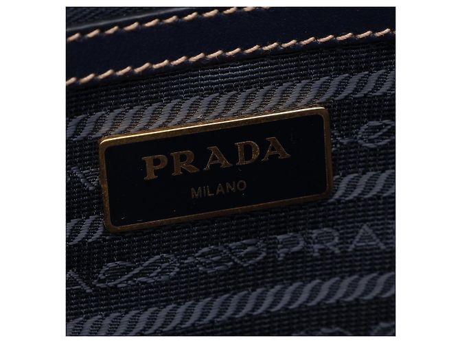Prada TESSUTO+SOFT CA Tote Bag Beige Marineblau - Ansicht 4