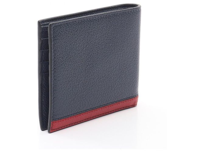 Portafoglio bi-fold Prada VIT.MICRO GRAIN Rosso Blu navy - vista 2