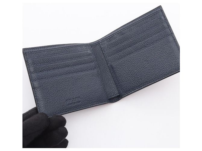 Portafoglio bi-fold Prada VIT.MICRO GRAIN Rosso Blu navy - vista 3