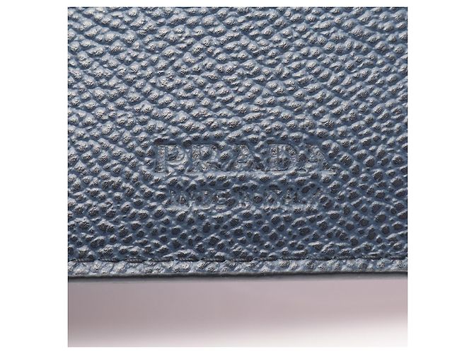Portafoglio bi-fold Prada VIT.MICRO GRAIN Rosso Blu navy - vista 4