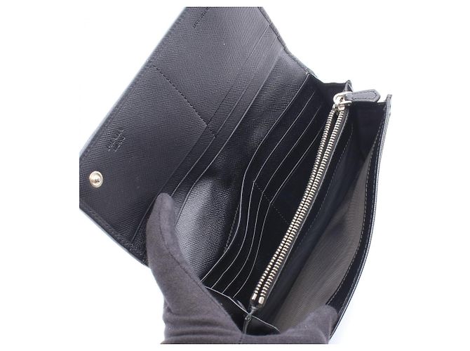 Prada Bi-fold Long Wallet mit Triangle-Logo Schwarz - Ansicht 3