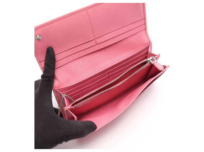 Saffiano Cartera larga Prada plegable en rosa - vista 3