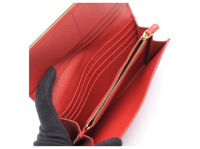 Saffiano Cartera larga Prada plegable Roja - vista 3