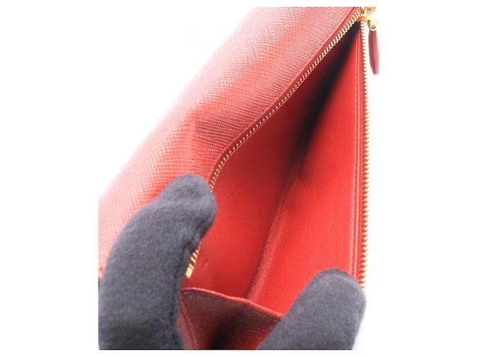 Saffiano Cartera larga Prada plegable Roja - vista 6