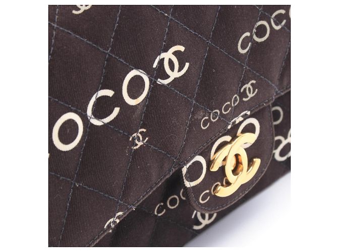 Borsa a tracolla Chanel Matelassé Double Flap Nero Bianco - vista 10