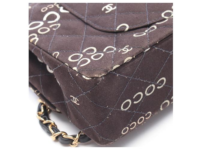 Borsa a tracolla Chanel Matelassé Double Flap Nero Bianco - vista 8