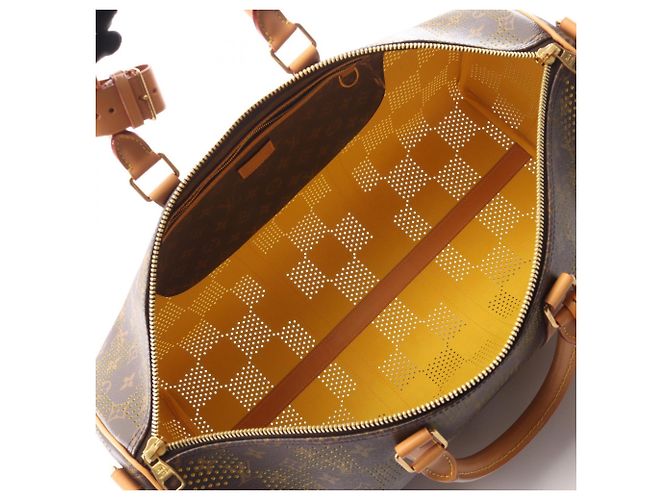Borsa Louis Vuitton Monogram Keepall Bandoulière 50 Marrone - vista 3