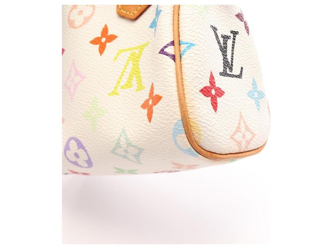 Borsa Louis Vuitton Mini Speedy Monogram Multicolor Blanc Bianco Multicolore - vista 10