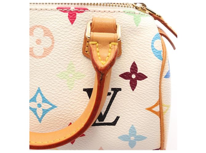 Borsa Louis Vuitton Mini Speedy Monogram Multicolor Blanc Bianco Multicolore - vista 7