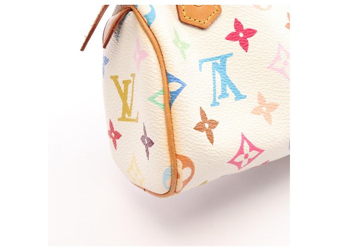 Borsa Louis Vuitton Mini Speedy Monogram Multicolor Blanc Bianco Multicolore - vista 9