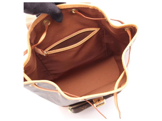 Zaino Louis Vuitton Montsouris MM Marrone Monogramma - vista 3