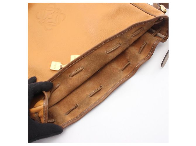 Borsa a tracolla con coulisse Loewe Anagram Marrone Arancione - vista 14