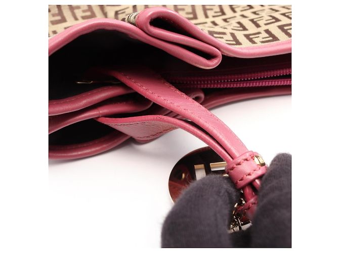 Borsa a tracolla Fendi Zucchino Rosa Beige - vista 11