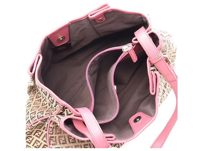 Borsa a tracolla Fendi Zucchino Rosa Beige - vista 3