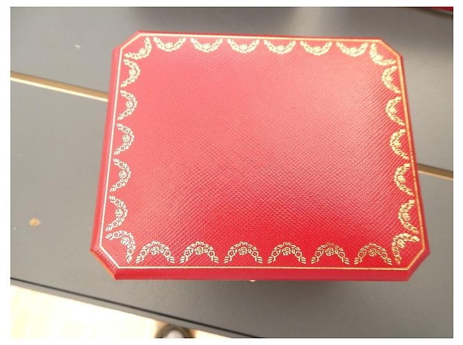 Caixa de joias Cartier em couro vermelha e dourada Vermelho Dourado - vista 4
