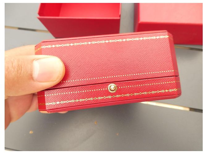 Caixa de joias Cartier em couro vermelha e dourada Vermelho Dourado - vista 5