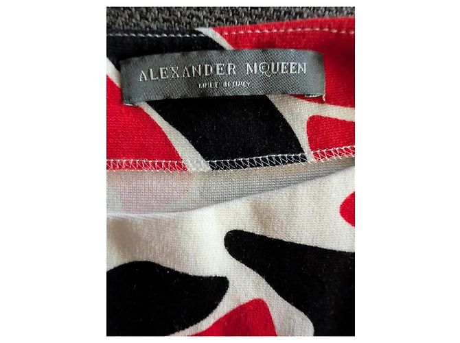 Alexander McQueen Sarah Burton Kleid Blumenprint Cut-Out Schwarz Weiß Rot - Ansicht 4