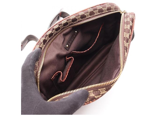 Céline Borsa a tracolla Celine Macadam Marrone Beige - vista 3