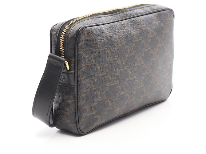 Céline Celine Triomphe Medium Messenger Bag Braun Schwarz Weiß - Ansicht 2