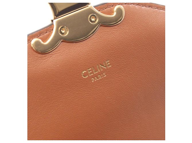 Céline Bolsa de Ombro Celine Triomphe Marrom Branco - vista 4