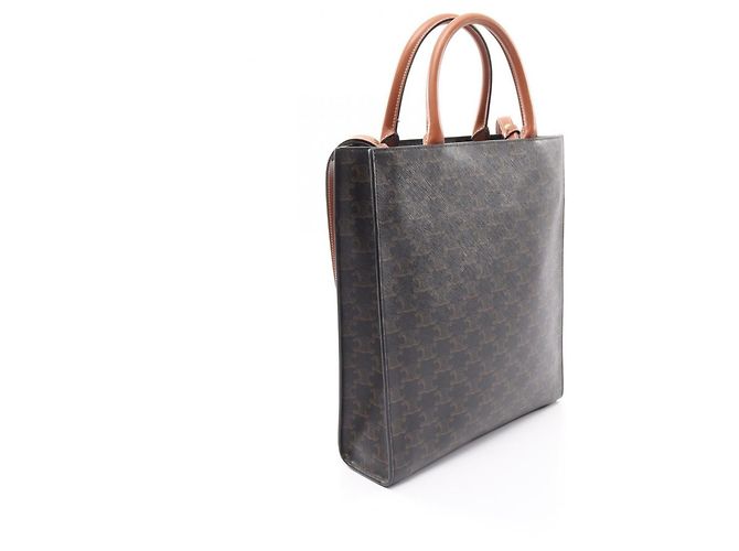 Céline Celine Small Vertical Cabas Triomphe Bolso Tote 2-Way Castaño Negro - vista 2