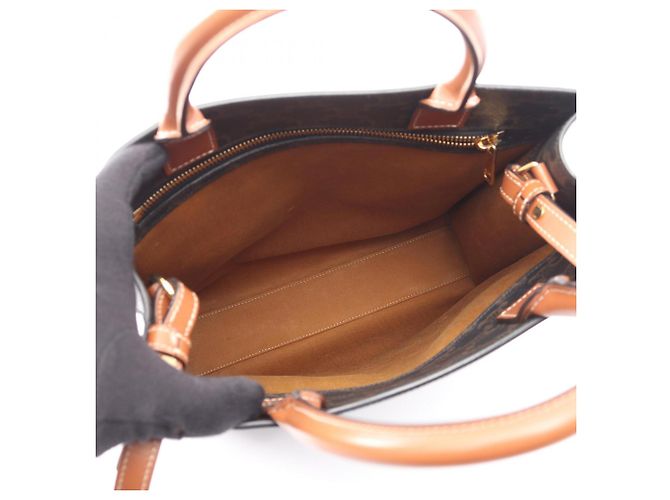 Céline Celine Small Vertical Cabas Triomphe Bolso Tote 2-Way Castaño Negro - vista 3