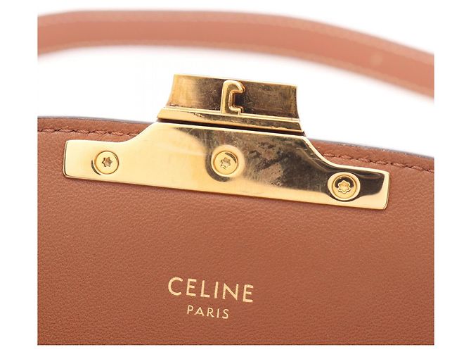 Céline Borsa a spalla Celine Teen Triomphe Marrone Bianco Beige - vista 5