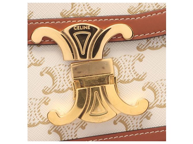 Céline Borsa a spalla Celine Teen Triomphe Marrone Bianco Beige - vista 6