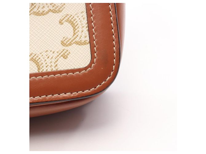 Céline Borsa a spalla Celine Teen Triomphe Marrone Bianco Beige - vista 7