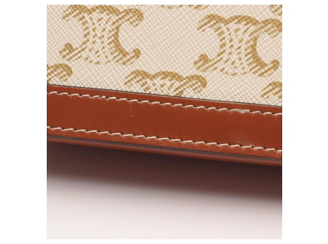 Céline Borsa a spalla Celine Teen Triomphe Marrone Bianco Beige - vista 8