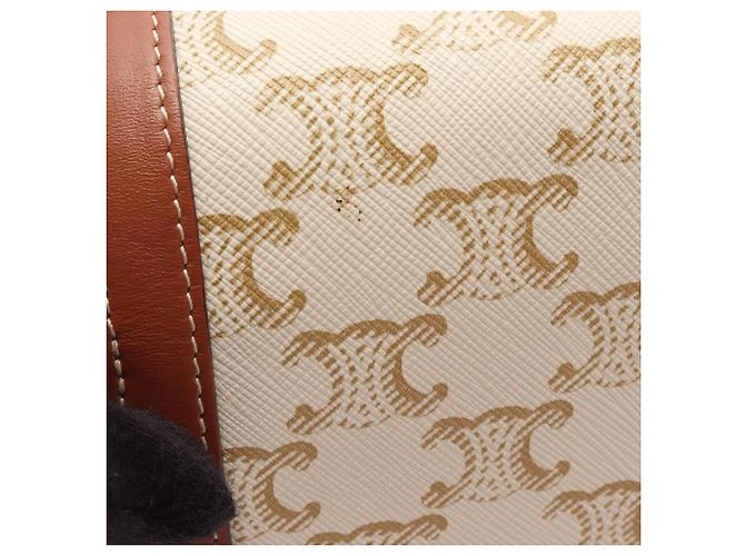 Céline Borsa a spalla Celine Teen Triomphe Marrone Bianco Beige - vista 9