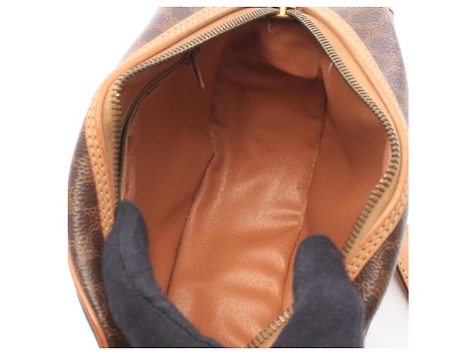 Céline Borsa a tracolla Celine Gancini Macadam Brown Marrone - vista 3