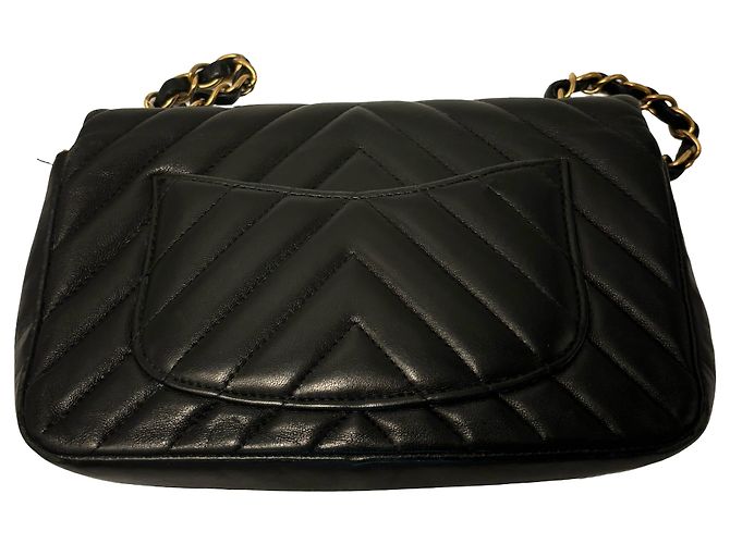 Bolsa de Ombro Chanel Vintage Chevron Mini Preto - vista 2
