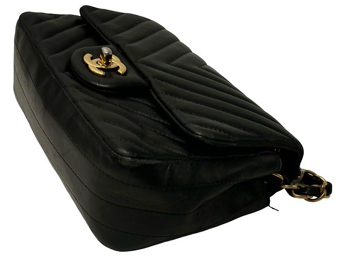 Bolsa de Ombro Chanel Vintage Chevron Mini Preto - vista 5