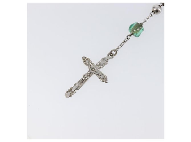 Pendente a Croce Dolce & Gabbana in metallo con cristalli, smalto e perle sintetiche Argento - vista 4