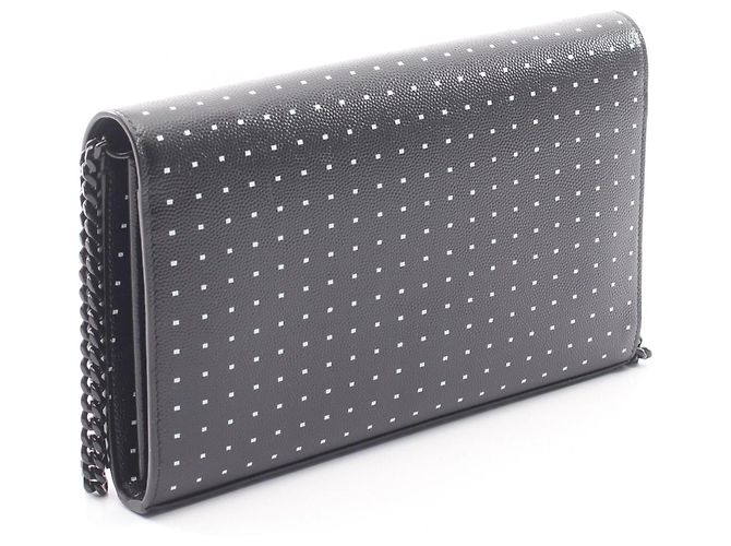 Autre Marque Borsa a tracolla Saint Laurent in pelle nera monogramma a pois Nero - vista 2