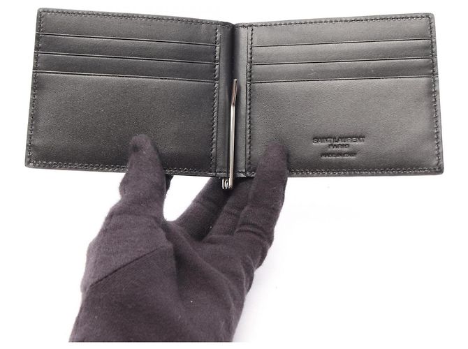 Autre Marque Saint Laurent Paris Classic Bill Clip Wallet Black - view 3